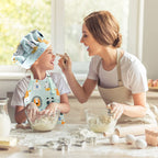 Pipoobear Kids Apron for Boys and Girls Aged 3-6, Toddler Aprons with Pocket Adjustable Strap, 100% Cotton Blue Chef Outfit for Kitchen Cooking Baking Painting and Craft