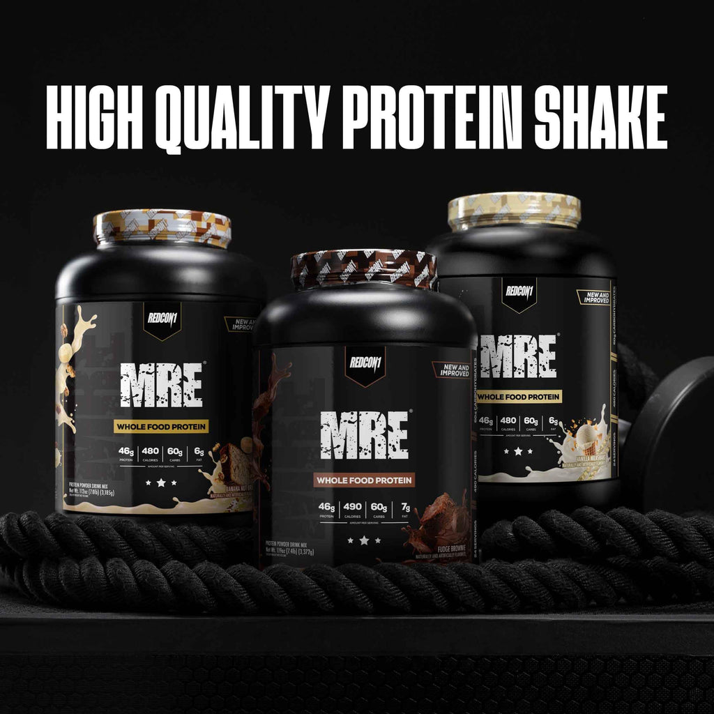 REDCON1 MRE Whole Food Protein Powder, Fudge Brownie - Meal Replacement Made with Animal and Plant Based Protein Sources, Nutrient and Calorie Dense, 0g Added Sugar (24 Servings)
