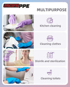 PACIFIC PPE 4 Pairs Reusable Dishwashing Cleaning Gloves with Latex Free, Cotton Lining, Kitchen Gloves, Blue, Large