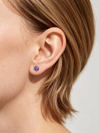 ChicSilver February Birthstone Earrings for Women 925 Sterling Silver Small Round Amethyst Stud Earrings Hypoallergenic
