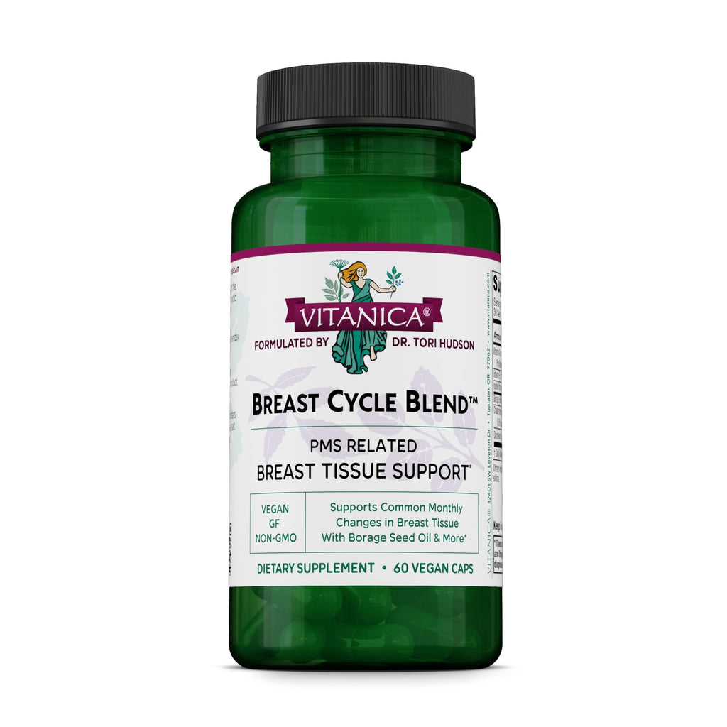 Vitanica Breast Cycle Blend - Breast Support Supplement with Chaste Tree Berry & Vitamin E - Cycle Support Supplement for Women - Female Dietary Supplement with Vitamin A - Vegan - 60 Capsules