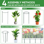 HiGift 10 Pack 24" H x 10" W Tall Plant Support Stakes, Half Round Metal Peony Cages and Supports, Monstera Plant Support Snake Plant Stake Flower Support Ring for Tomato, Hydrangea Outdoor Indoor
