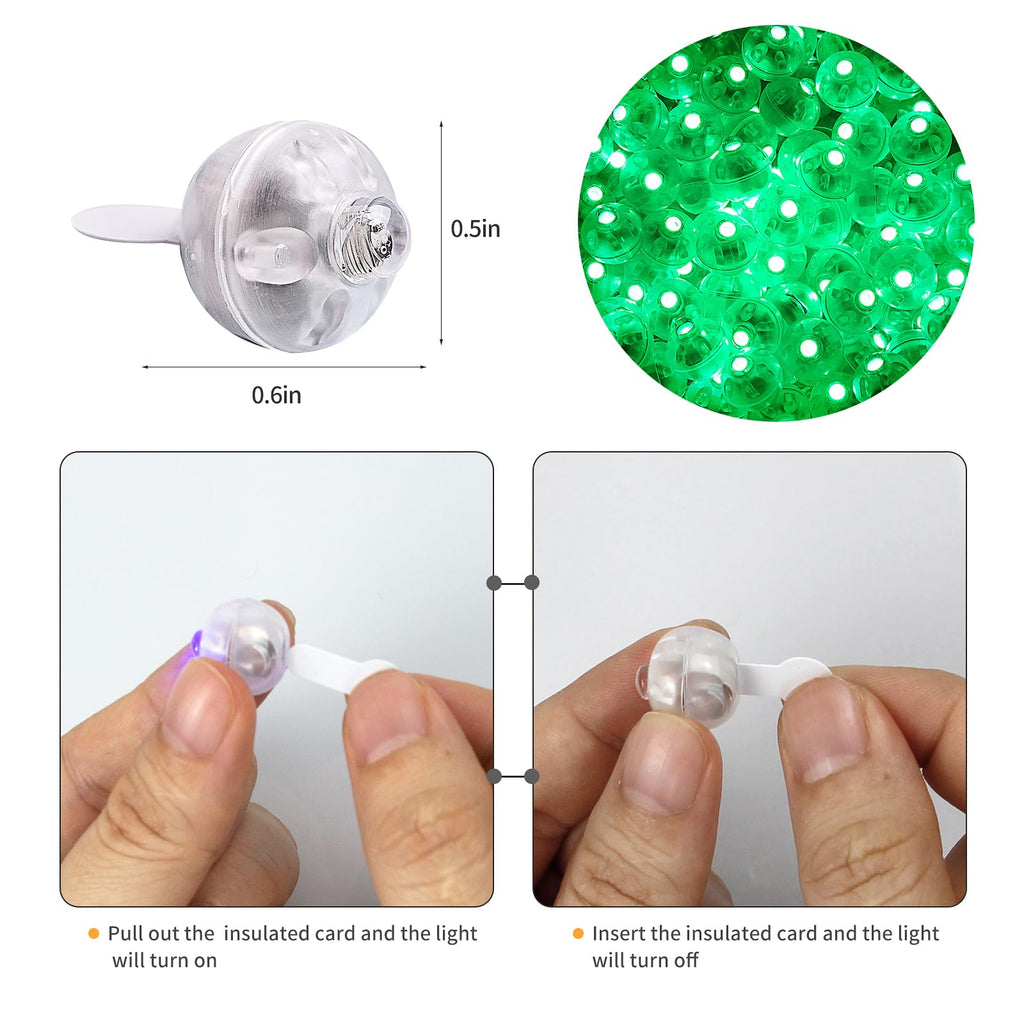 Aogist 100pcs Green Balloon Light, Long Standby Time Waterproof Mini Ball Light, Round LED Lamp for Paper Lantern Balloon Party,Wedding,Birthday,Festival,St. Patrick's Day and Christmas Decorative
