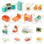 Giant bean 26 Pcs Large Wooden Dollhouse Furniture 5 Set for Kitchen, Living Room, Bedroom, Bathroom, Babyroom, Candy Dollhouse Accessories & Furniture Toy for Girls Boys Kids 3+