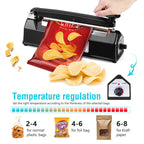 METRONIC 8 inch Bag Sealer, Black Impulse Heat Sealer for Plastic Bags, Poly Bag Sealing Machine with Repair Kit. Clean, Crisp and Fast Sealing Machine
