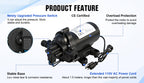ECO-WORTHY 33-Series Water Pressure Diaphragm Pump Industrial 110V AC 4.0GPM Flow 50PSI Rated Pressure Self Priming RV Fresh Water Pump for Camper Kitchen Bathroom Marine Yacht Caravan