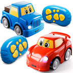 WATUDOU Remote Control Car for Toddlers 1-3 2-4 3-5, 2 Pack Cartoon 2.4 GHz RC Cars for Kids, Electric Hobby RC Car Toys, Christmas Birthday Gifts Toys for Kids Boys Girls 2 3 4 5 6 Years Old