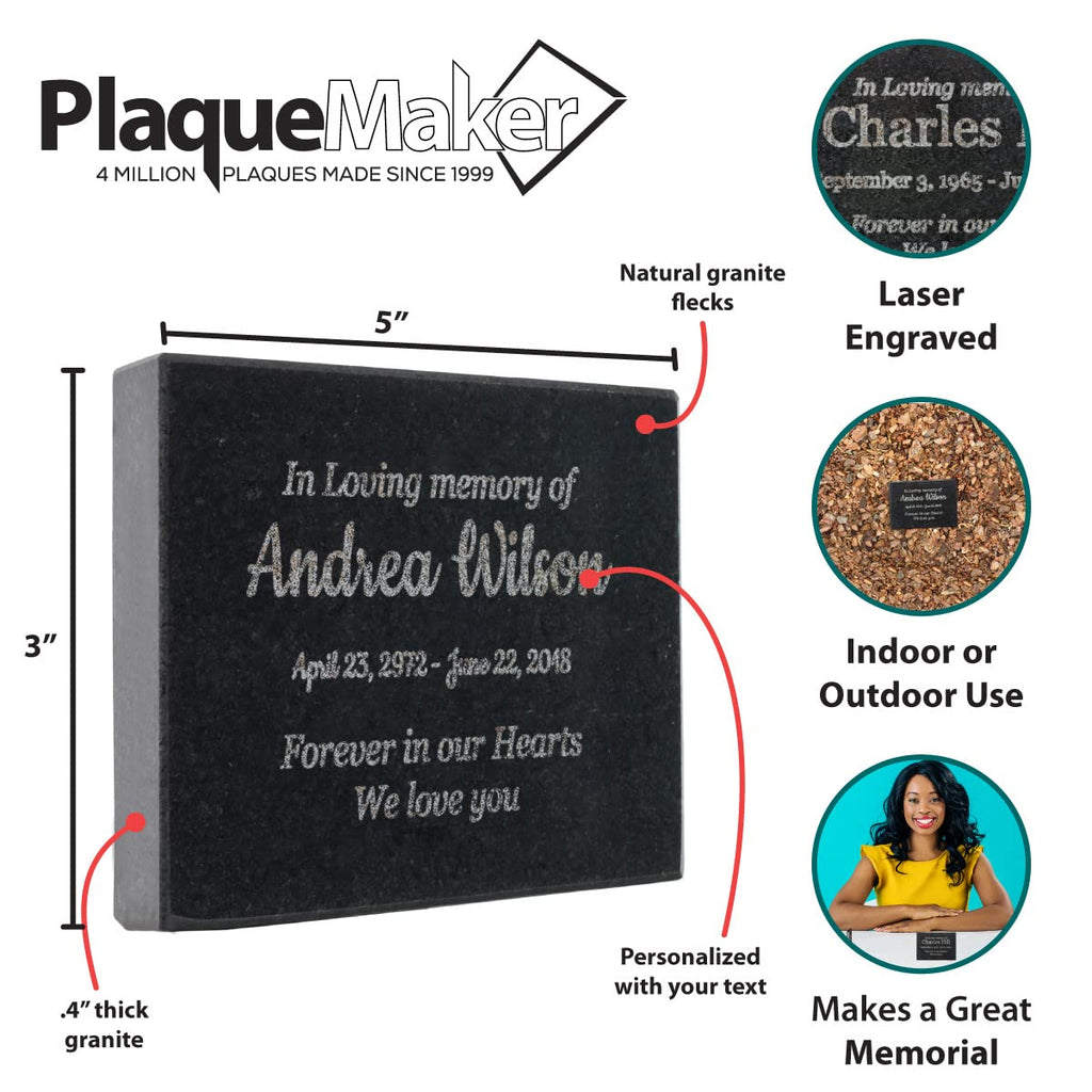 PlaqueMaker - Grave Markers for Cemetery For Humans - In Loving Memory - Grave Stones for Outdoor Use - (3.5 x 5")