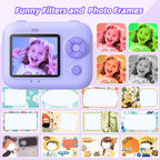 Kids Instant Print Camera with 5 Rolls Print Paper, 1080P HD Camera, Rechargeable Portable Toddler Selfie Camera, Christmas Birthday Gifts Toys for Boys Girls Age 3-12 (Purple)