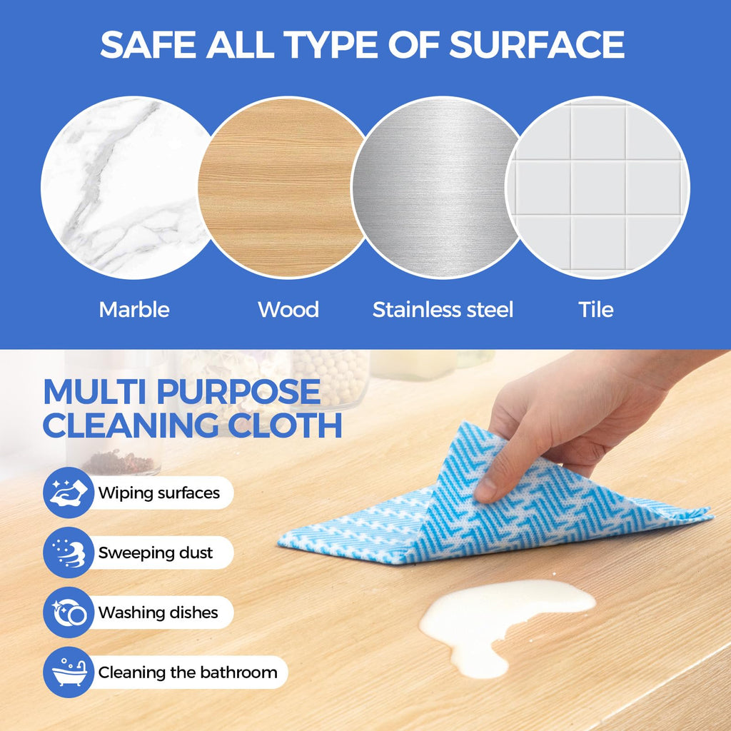 Peachicha Reusable Cleaning Cloths Handi Wipes Reusable Cloths Disposabel Dish Towels Dry Handy Wipes Big Durable Absoebent and Dry Quickly 100 Count, Blue