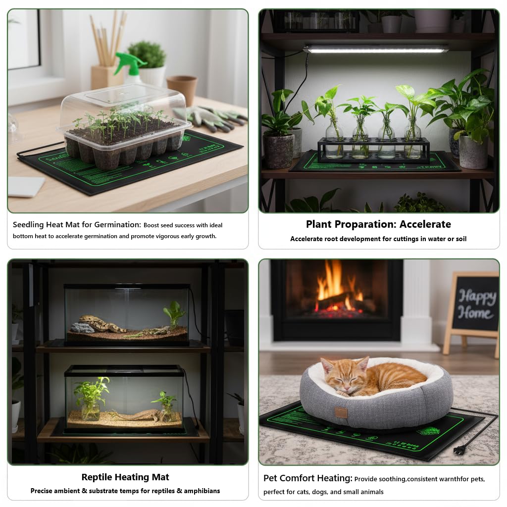 2 Pack Seedling Heat Mat for Seed Starting Plants Germination, 10"x20.5"