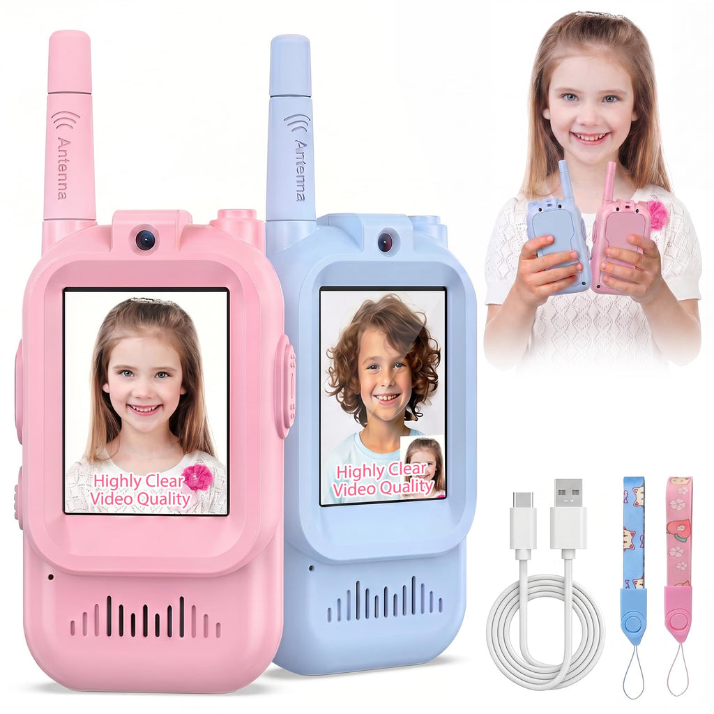 Video Walkie Talkies for Kids, 2 Pack Rechargeable Two Way Radios