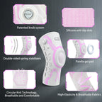 Kuangmi Knob Knee Brace for Pain Relief, Knee Support with Patella Gel Pad & Side Stabilizers, Compression Knee Sleeve for Workout, Arthritis, Joint Pain, Meniscus Tear (Pink White,Left,XX-Large,Single)