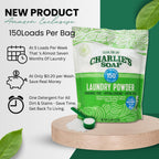Charlie’s Soap Laundry Powder Detergent (150 Loads, 1 Pack) Fragrance Free Hypoallergenic Deep Cleaning Laundry Detergent Powder – Residue Free, HE Compatible, Septic Safe