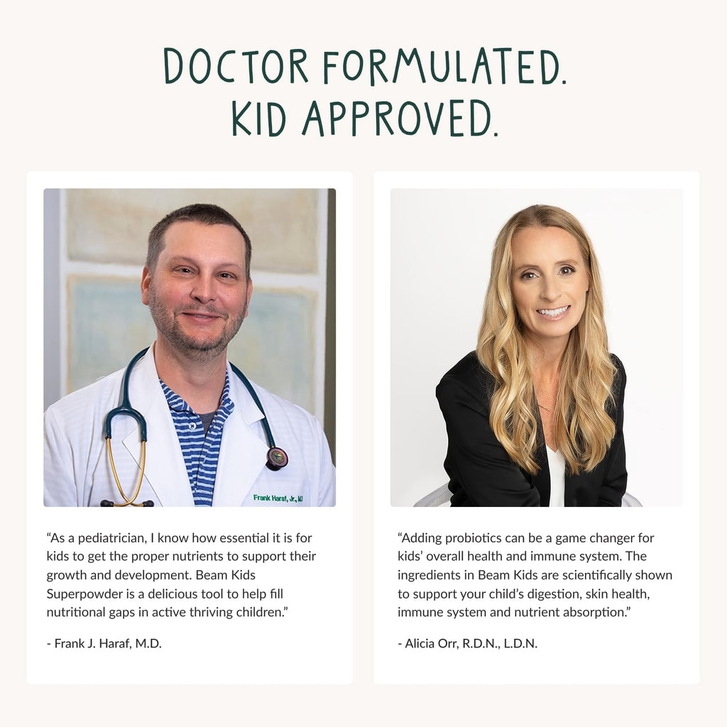 Beam Kids Multivitamin Powder – Kids Vitamins with Greens, Probiotic & Prebiotic, Immune Support for Children & Toddlers, No Artificial Sweeteners, for Picky Eaters, 20 Servings, Chocolate Flavor
