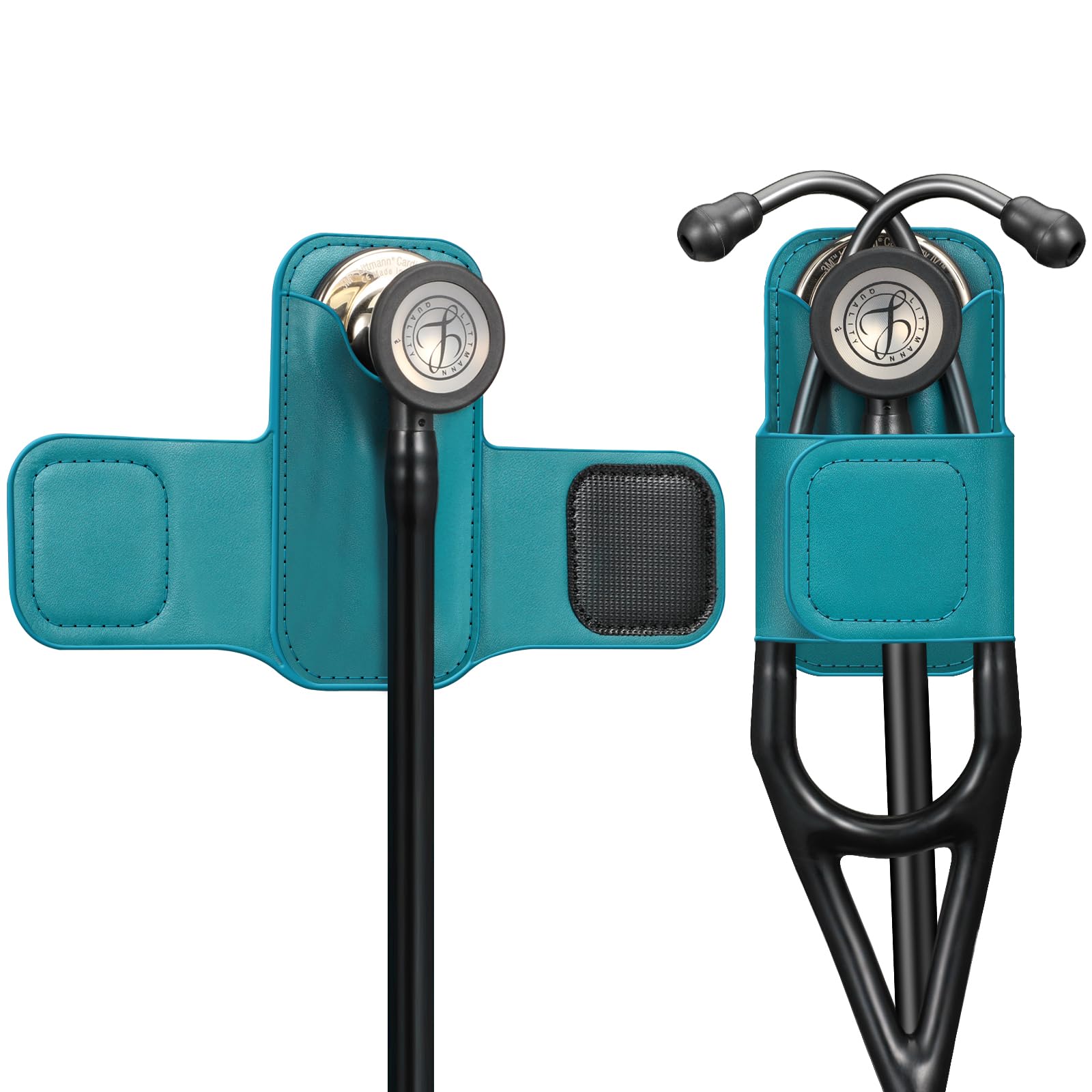 SKYREH Stethoscope Holder Clip, PU Leather Stethoscope Hip Holder Lightweight Portable Holster for Physicians, Nurses, EMT, Medical Nursing Students, for 3M Littmann & Most Stethoscope, Caribbean Blue