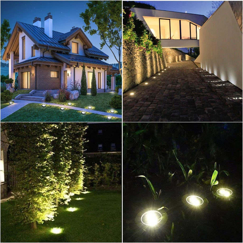 4.6 Inch Diameter Solar Ground Lights, Waterproof Solar Garden Lights, Outdoor Garden Waterproof Bright in-Ground Light, Landscape Lighting for Pathway,Yard,Lawn,Patio,Walkway (12 Pack White Light)