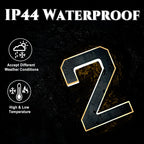 ISUNMEA 9 Inch Solar Lighted House Numbers for Outside, Light Up Waterproof LED Address Numbers Signs for Houses, Large Personalized Illuminated Exterior Modern House Numbers Light (A-Black, 9IN)