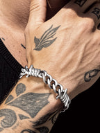 Bandmax 12MM Chunky Cuban Chain Bracelet for Men Stainless Steel Punk Emo Style Barbed Wire Bracelets Thorn Wristlet Adjustable Gift for Son Grandson Husband