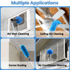 30ft High Ceiling Duster Kits with 5-24ft Heavy Duty Extension Pole - Fan Blade Cleaner, Cobweb Remover & Blue Window Squeegee Kit, Washable Dust Brush for High Roof and Glass Surfaces
