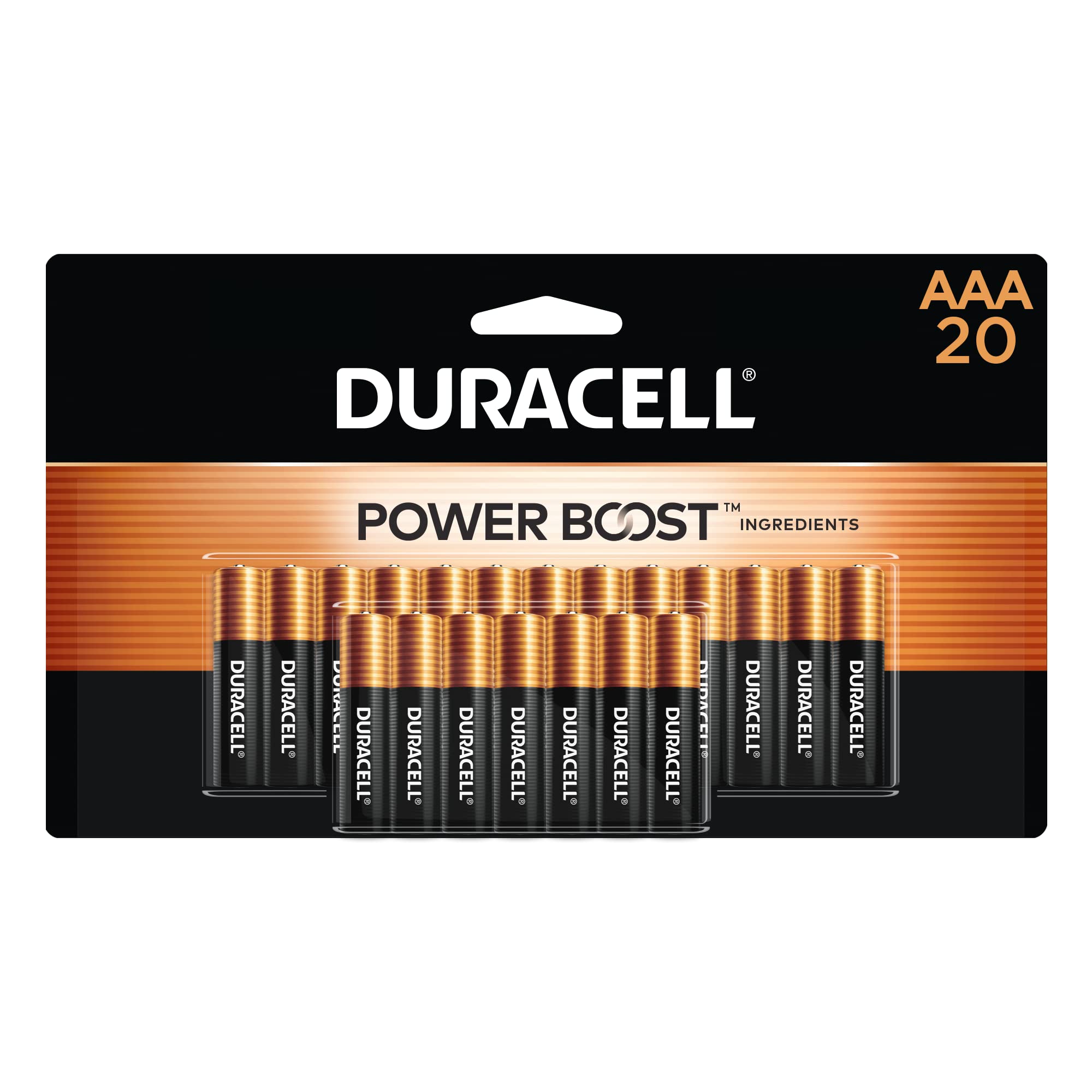 Duracell Coppertop AAA Batteries with Power Boost Ingredients, 20 Count Pack Triple A Battery with Long-Lasting Power, Alkaline AAA Battery for Household and Office Devices