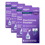 Amazon Basic Care Electrolyte Powder Packets for Rehydration for Kids & Adults, Grape Flavor, 6 Count (Pack of 4)