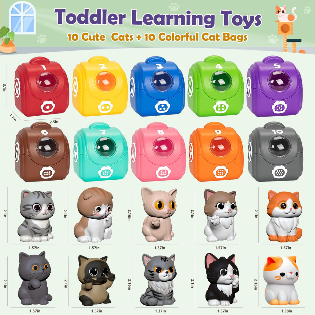 Learning Toys for Toddlers 1 2 3 Year Old Toddlers, 20Pcs Kitten Finger Puppets for Kids, Montessori Counting, Matching & Sorting Toy, Christmas Birthday Gifts for Baby Boys Girls Age 12-18 Months