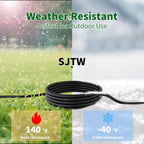 2 Way Power Extension Cord Splitter 30 Ft Total (18+6+6)-3 Prong 1 to 2 Extension Cord Cable Y Splitter-Outlet Adatper-SJTW Outdoor for Halloween Christmas Lighting Landscaping-16AWG 13A 125V-UL-1T2