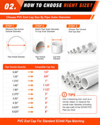 10 Pcs 1-1/2 Inch PVC End Cap Fittings, SCH40 PVC Pipe Caps for 1.90 in OD Pipe, Heavy Duty White Socket Pipe End Caps for Plumbing, Irrigation, DIY Furniture & Garden Frames