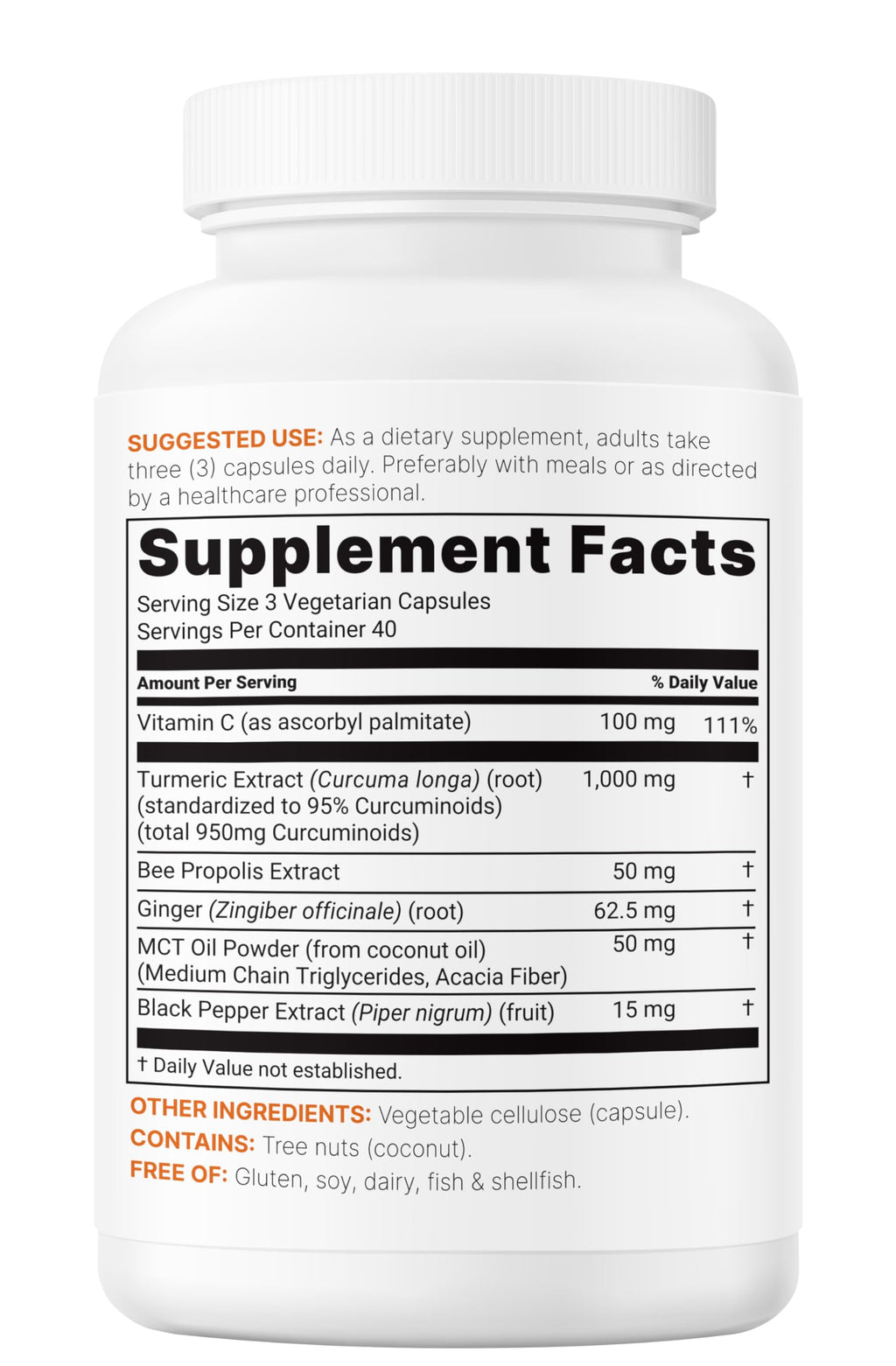Micro Ingredients Pure Turmeric Curcumin Supplement 1,000mg – 95% Curcuminoids with Black Pepper & Ginger – High Absorption for Joint & Antioxidant Support* – Filler Free, 120 Veggie Capsules