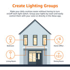 Amazon Basics Smart A19 LED Light Bulb, Color Changing, 9W (60W Equivalent), 800LM, Works with Alexa Only, 2.4 GHz Wi-Fi, No Hub Required, Energy Saving, 4-Pack