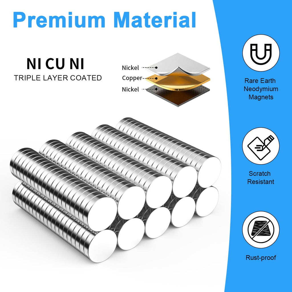 Caturledas Small Magnets for Crafts, 10x2 mm Round Magnets 200 Pack