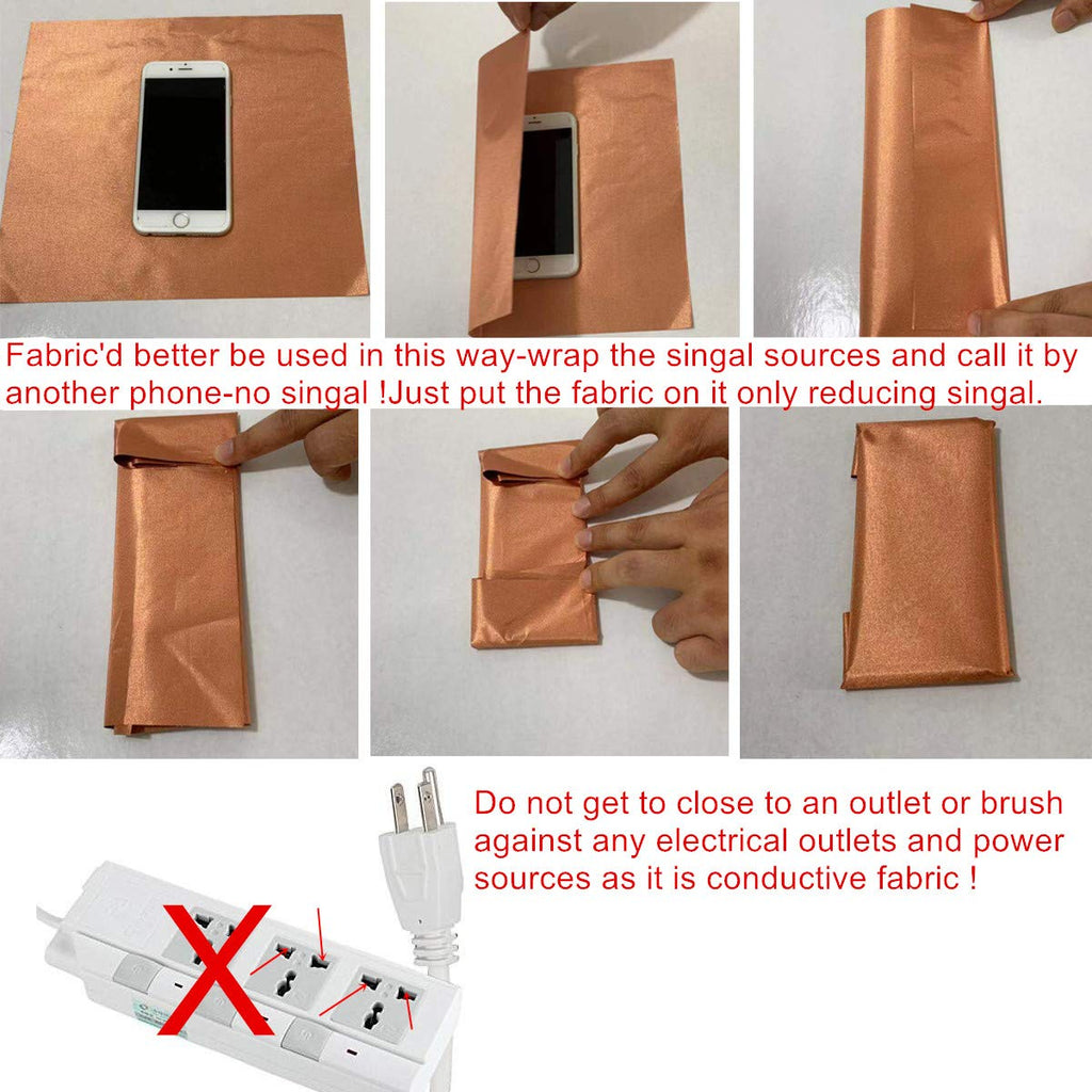 Amradield Pure Copper Faraday Fabric Cloth 39"x43" for WiFi Cell Bluetooth GPS Grounding Mobile Phone Copper Fabric Material Reduce Harmful Signals Protection Certified Healthy