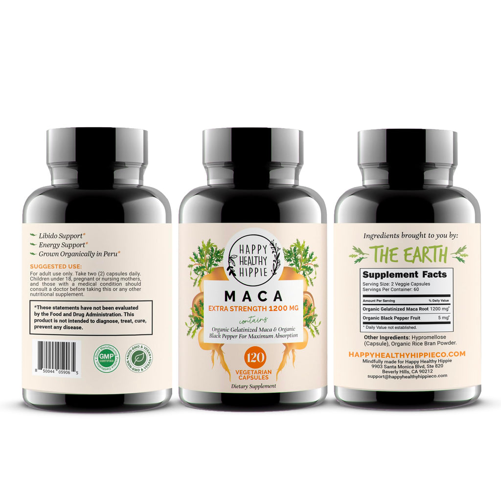 Organic Maca Root Capsules 1200 mg – Libido Support for Women Fast Acting & Potent | Female Maca Supplement | Energy Pills from Peru | Includes Black Pepper for Absorption | (2 Month Supply) 120 Ct