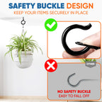 [HIGH-WORKLOAD] 200Lbs 4 Pcs Q-Hanger Hooks M8 with Washer & Safety Buckle, Heavy Duty 5’’ Windproof Screw Hooks for Hanging Plants, Yoga, Lights, Indoor & Outdoor Uses-Expansion Tubes, Screwdriver