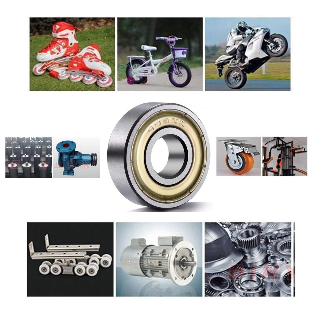 608 ZZ Ball Bearings(10PCS), 608ZZ Metal Double Shielded Miniature Deep Groove Skateboard Ball Bearings (8mm x 22mm x 7mm)