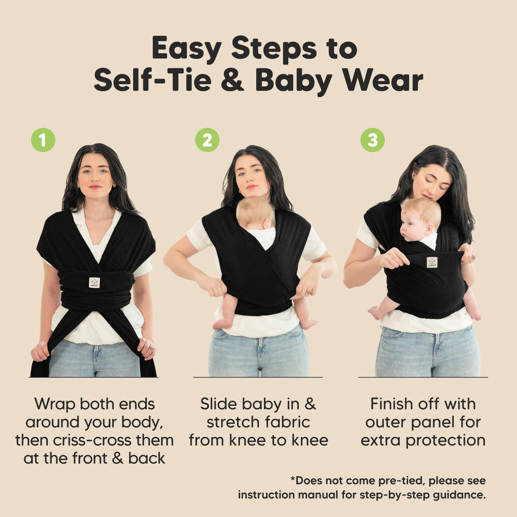 KeaBabies Baby Wrap Carrier, All in 1 Original Baby Carrier, Trendy Black