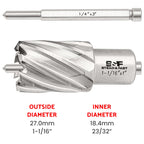 S&F STEAD & FAST Annular Cutter, 1-1/16" Cutting Diameter x 1" Depth of Cut for Magnetic Drill Press, Drill Bit Cutter, Mag Drill Bits with Pilot Pin