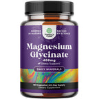 Pure Magnesium Glycinate Supplement 400mg Per Serving - Vegan High Absorption Chelated Magnesium Capsules for Women & Men with Elemental 400mg for Mood Sleep and Relaxation Support - 180 Count