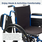 Drive Medical Blue Streak Lightweight Foldable Wheelchair - Enhanced Mobility Support - Durable Construction - Padded Comfort - Swing-Away Leg Rests - Desk Arms - Blue/Black - 20 Inch Seat