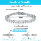 Gemsme 4.0MM Tennis Bracelets for Women - 18K White Gold Plated 4mm Round Cut Cubic Zirconia Classic Tennis Bracelet for Women/Men 7 inch
