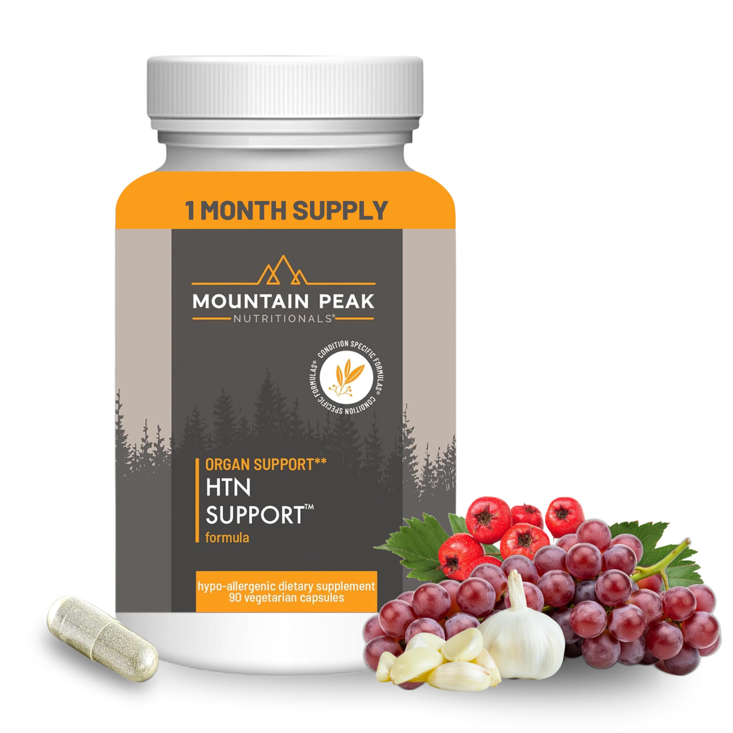 Mountain Peak Nutritionals HTN Support Supplement for Heart & Circulation Health - Advanced Formula with Rauwolfia, Hawthorn Berry, & Magnesium (90 Vegetarian Capsules)