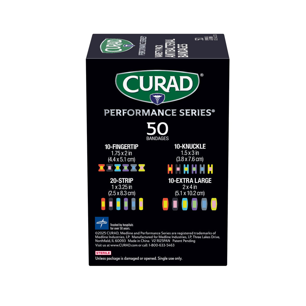 CURAD Performance Series IRONMAN Antibacterial Bandages, Extreme Hold ...