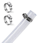 DAVCO 1/2" ID - 10 ft Heavy Duty Braided Clear Plastic Vinyl Tubing, Flexible High Pressure Reinforced PVC Plastic Tube Hose, Non-toxic, BPA Free, with 2 Stainless Clamps