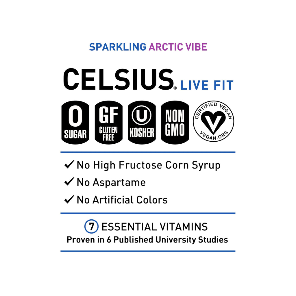 CELSIUS ARCTIC VIBE Sparkling Frozen Berry, Sugar Free Energy Drink, 12 Fl Oz (Pack of 12)