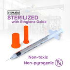 GLUCO-CARE 1ml /cc Syringes 31G x 5/16’’ (8mm), Orange Cap, Box of 50 pcs