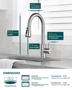 Hiqufet Kitchen Faucet with Pull Down Sprayer, Single Handle High Arc Kitchen Sink Faucet, Lead-Free Stainless Steel Modern Rv Bar Sink Faucets (Brushed Nickel)
