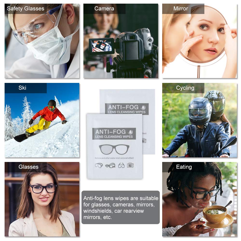 Alibeiss Anti-Fog Lens Wipes Pre-Moistened Anti-Fog Wipes,6" X 5",for Eye Glasses (200 Pack)