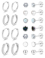 Jstyle Flat Back Earrings for Women Hypoallergenic Silver Earring Stacks