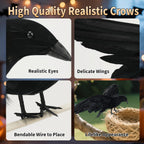 Black Fake Crows Halloween Decorations, 2 Pcs Large Realistic Feather Crows
